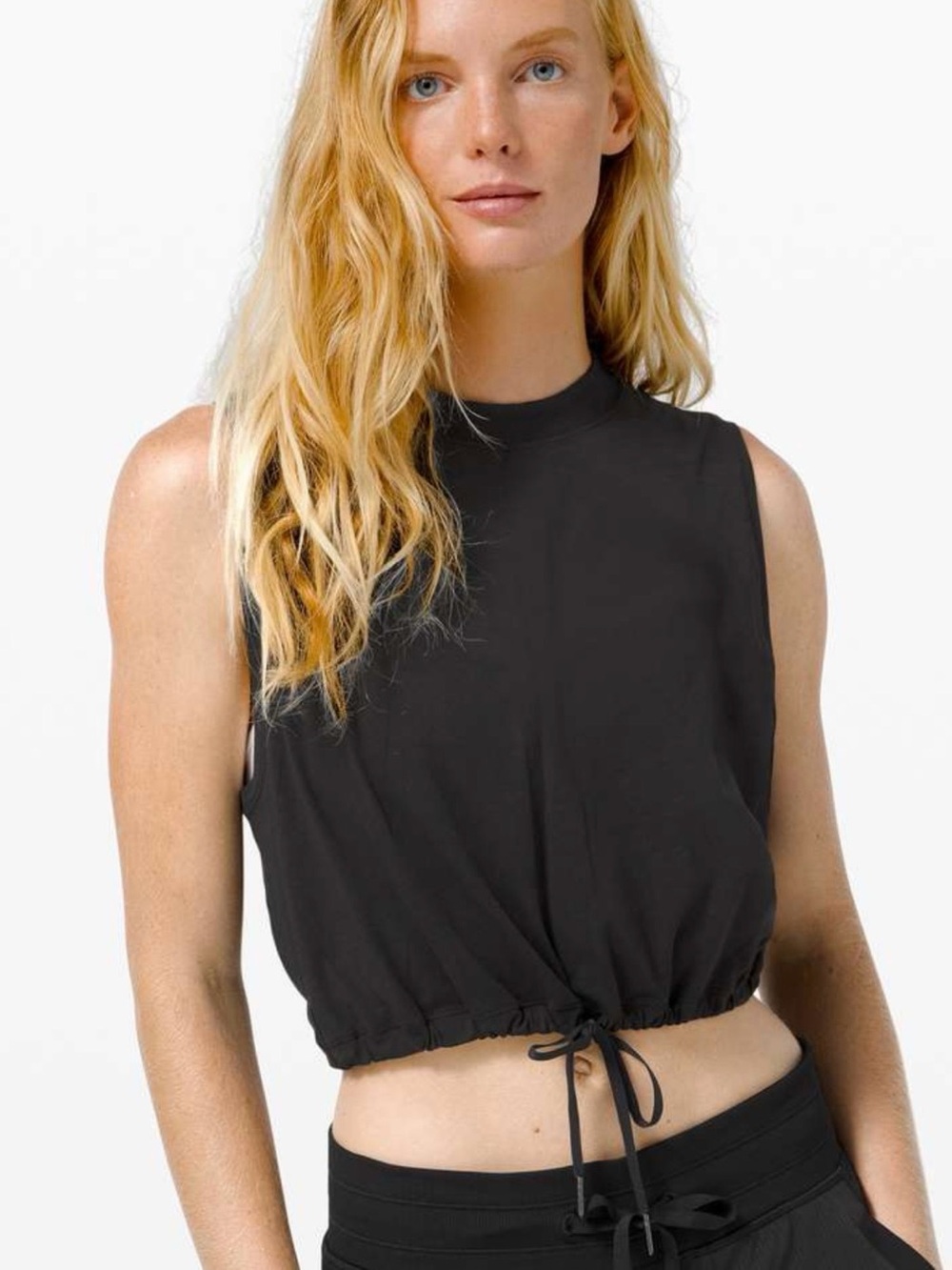 Lululemon Adapt to You Black Drawstring Crop Top - Women